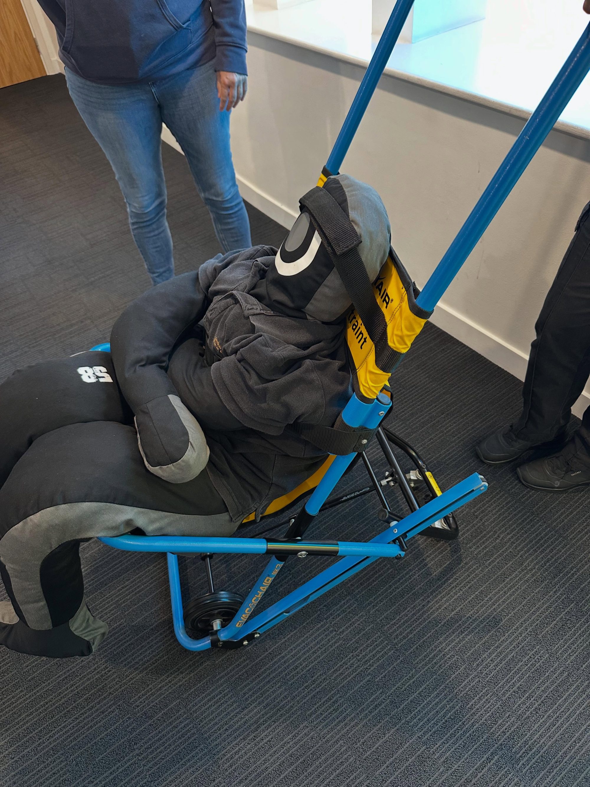 dummy on evac chair